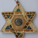Wood Star of David wallhanging with Jerusalem wooden