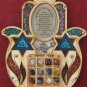 Wood hamsa 12 hoshen gems Star of David w/ bless Israel