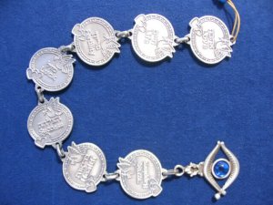 7 bless charm chain w/ heart doves from Israel kabbalah