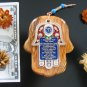 Wood frame Hamsa English / Hebrew home bless kabbalah