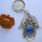 Hamsa Keychain against evil eye charm blue gem kabbalah