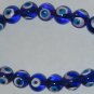 Purple cyan evil eye protection beads kabbalah bracelet
