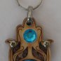 Little hamsa wood keychain w/ travel bless gem wooden