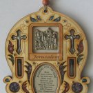 Wood Christian ornament w Home bless holy land and soil