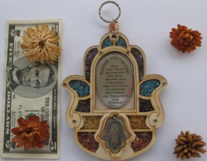 Wooden hamsa wallhanging & home bless decor wood Israel