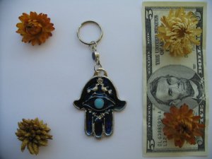 Blue hamsa with wealth bless and evil eye protection