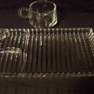 Hazel-Atlas Sandwich Ribbed Beaded Plate and Cup Vintage Excellent