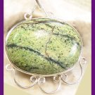 Serpentine Jade Pendant in .925 Sterling Silver NEW 1.25" x 1.5"