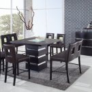 G072BT Wenge 7pc Bar Table Set with Brown Chairs by Global