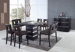 G072BT Wenge 7pc Bar Table Set with Brown Chairs by Global