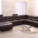 2144 Dark Brown Italian Leather Sectional Sofa