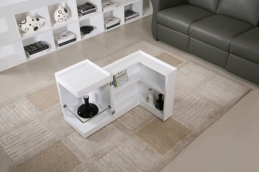 P205B White Gloss End Table/ Mini Bar