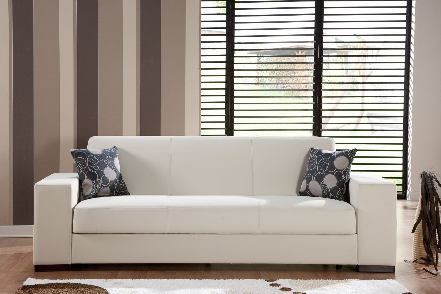 Kobe Sofa Bed with Storage in Cream PU