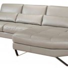 833 Grey Leather Sectional Sofa
