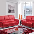 9908 2pc Red Bonded Leather Living Room Set