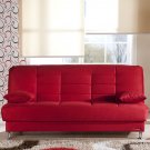 Vegas Red Microfiber Sofa Bed with Storage