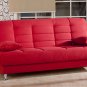 Vegas Red Microfiber Sofa Bed with Storage