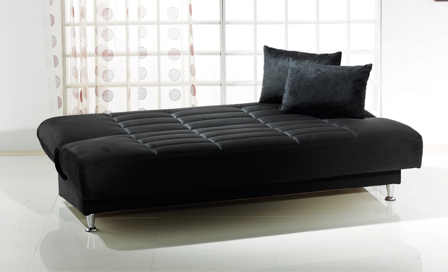 Vegas Black Microfiber Sofa Bed with Storage