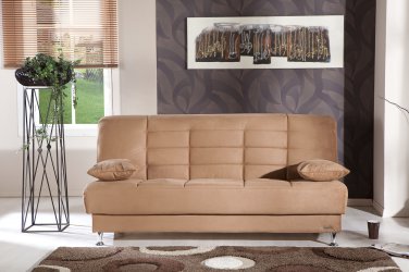 Vegas Brown Microfiber Sofa Bed with Storage