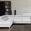 Sparta White Italian Leather Sectional Sofa