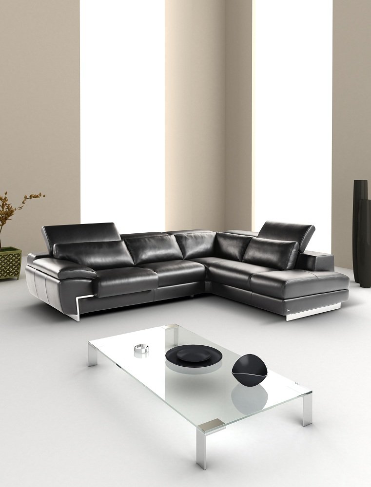 Pallazo Black Italian Leather Sectional Sofa