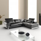 Pallazo Black Italian Leather Sectional Sofa