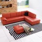Canal Orange Italian Leather Sectional