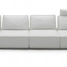 Modular Sectional Sofa Comp 1 in Grey Italian Full Leather