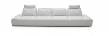 Modular Sectional Sofa Comp 1 in Grey Italian Full Leather