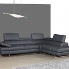 176 italian Leather Sectional Slate Grey