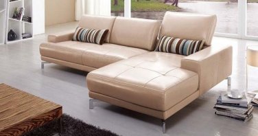 373 Taupe Leather Sectional Sofa