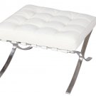 Barcelona Style White Leather Ottoman