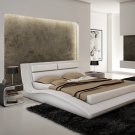 998 White Leatherette Modern King Platform Bed