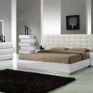 White Modern Style Queen Bedroom Set with white Leatherette Headboard