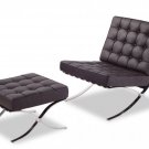 Barcelona Style Leather Chair with Ottoman Available in 3 Colors