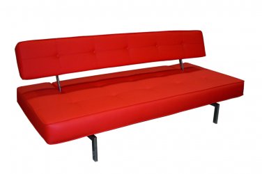 Modern Sofa Bed in Red Leatherette