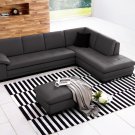 Canal Grey Italian Leather Sectional