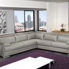 J&M Furniture Gary Italian Leather Sectional in Grey
