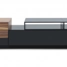 TV072 Tv Stand in Black Lacquer and Walnut Finish