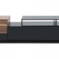TV072 Tv Stand in Black Lacquer and Walnut Finish
