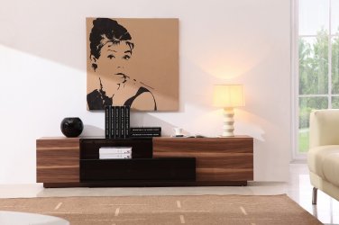 TV015 TV Stand Black Lacquer/Walnut by J&M Furniture