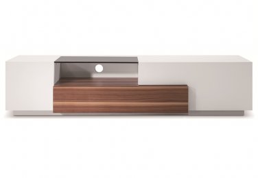 TV015 TV Stand White Lacquer/Walnut by J&M Furniture