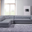 397 Italian Leather Sectional in Grey By J&M