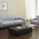 Othello Lt Grey Premium Leather Sofa and Chair