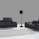 A973 Premium Leather Sofa and Loveseat in Black