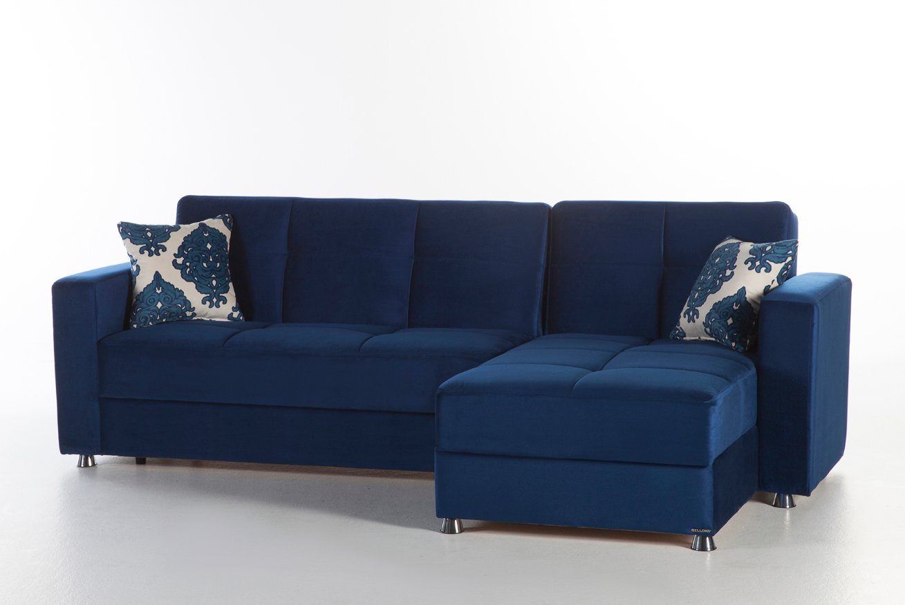 Elegant Roma Navy Sectional Sofa Bed