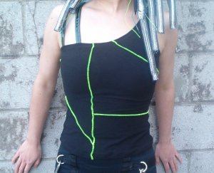 Control Freak - Assymetrical Tank with Contrast Stitching   HT2-4015