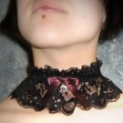 Lace Choker with Bow & Skull    LC1- 2007