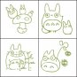 4 Rubber Stamps & Ink Pad Set 1 - Ink Color Olive Green - Made in JAPAN - Totoro - Ghibli