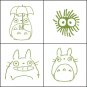4 Rubber Stamps & Ink Pad Set 3 - Ink Color Olive Green - Made in JAPAN - Totoro - Ghibli
